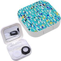 Portable Contact Lens Case Box Travel Kit Mirror + Bottle + Tweezers Container Holder [ Brush Strokes ]