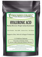 Hyaluronic Acid - Natural Food Grade Sodium Hyaluronate (HA) Powder - Medium Molecular Weight 1.15 mil Dal, 10 kg