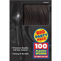 Amscan 43601.10 Plastic Spoons, One Size, Jet Black