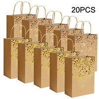 Inheming Birthday Gift Wrap Bag, 20Pcs Kraft Bag Tote Bag, Heart Graphic Treat Bag, Party Favors Candy Gift Bag with Handle Suit for Boys and Girls Great for All Occasions