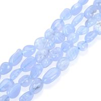 1 Strand Top Quality Natural Light Blue Lace Agate Gemstone 8-10mm Free Form Oval Pebbly Stone Beads 15 inch for Jewelry Craft Making GZ12-2
