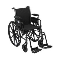 Drive Medical Cruiser III Light Weight Wheelchair with Various Flip Back Arm Styles and Front Rigging Options, Flip Back Removable Adjustable Height Desk Arms/Swing Away Footrests, Black, 20 Inch