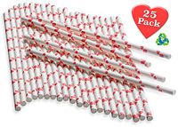 Paper Straws with Tiny Red Hearts – 25 pack – Biodegradable & Sturdy - Love your guests, family, yourself and the environment by using Heart-patterned Paper Straws!