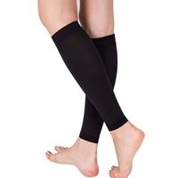 Exercise Sports Knee High Compression Socks Leg Sleeve Support Elastic Stocking(Black)