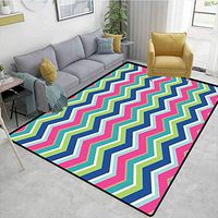 Bigdatastore Colorful Checkered Children's Software Games, Vintage Inspirations Colorful Chevron Pattern Abstract Angled Lines Herringbone, Fashionable High Class Living Dinning Room(6'x 9')