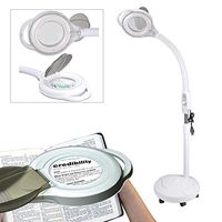 Koval Inc. 5x Diopter Gooseneck LED Magnifying Floor Lamp Magnifier Light (White)