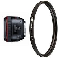 Canon EF 50mm f/1.2 L USM Lens for Canon Digital SLR Cameras - Fixed and AmazonBasics UV Protection Lens Filter - 72 mm