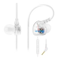 KINVOCA Wired Sweatproof Earhook in Ear Sport Workout Headphones Noise Isolating Over Ear Earbuds with Microphone Remote for Running Jogging Gym Exercise Earphones,Cell Phone Ear Buds Headset Clear