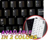 NORWEGIAN KEYBOARD STICKERS BLACK BACKGROUND NON-TRANSPARENT