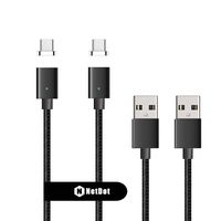 Netdot Gen7 Nylon Braided USB-C Magnetic Fast Charging Cable Compatible with Type-C Smartphone(3.3ft USB-C/2 Pack Black)