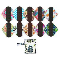 10PCS 8 Inch Light Charcoal Bamboo Mama Cloth/Menstrual Pads/Reusable Sanitary Pads Panty Liner