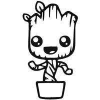 Baby Groot Plant Pot - Vinyl 5" tall (Color: BLACK) decal laptop tablet skateboard car windows stickers