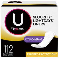 U by Kotex Lightdays Panty Liners, Extra Coverage, Unscented, 112 Count (Packaging May Vary)
