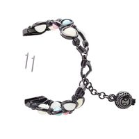 KuToo Compatible with Samsung Galaxy Watch 46mm Band, Handmade Women/Girls Adjustable Wristband Light Luminous Pearl Bracelet, Black