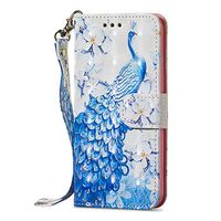 Amocase Wallet Case with 2 in 1 Stylus for LG V40,Luxury 3D Peacock Flowe Art Printed Scratch Resistant Magnetic Kickstand Full Body Soft Silicone Strap PU Leather Case