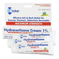 Hydrocortisone Maximum Strength Cream 1% with Aloe, USP 1oz (Compare to Cortizone-10) 3 Tube Pack