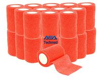 24 - Pack, 3” x 5 Yards, Self-Adherent Cohesive Tape, Strong Sports Tape for Wrist, Ankle Sprains & Swelling, Self-Adhesive Bandage Rolls (Red)