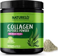 NATURELO Collagen Peptides Powder - Best Supplement for Skin, Hair, Joint Health - Organic Spirulina - 14 Amino Acids - Grass Fed - Hydrolyzed - Digestive Enzymes for Better Absorption - 30 Servings
