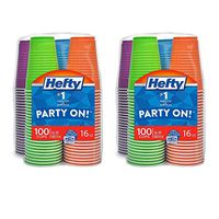 Disposable Plastic Cups in Assorted Colors -16 Ounce, 200 Count