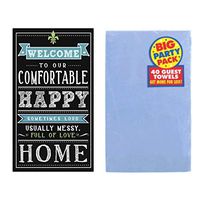 Friends and Family Bathroom Guest Towels, Disposable Paper Napkins, Gold or Silver, Set of 2 Packages (Happy Home)
