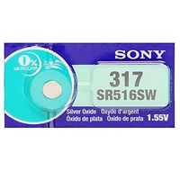 Sony 317 (SR516SW) 1.55V Silver Oxide 0%Hg Mercury Free Watch Battery (1 Battery)