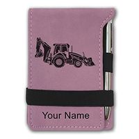 Mini Notepad, Backhoe Loader, Personalized Engraving Included (Pink)
