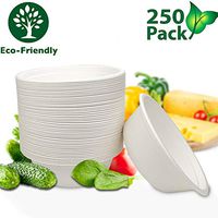 OURhome Eco Friendly 250 Pack Disposable Soup Bowls, Alternative to Paper and Plastic Bowls, Recyclable, Compostable, and Biodegradable, Safe for Hot and Cold Foods