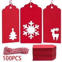 Christmas Gift Tags with Holes Red Tag Paper Small Xmas Gift Tags with Twine Vintage Gift Labels Tags Bulk 100pcs