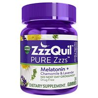 Vicks ZzzQuil PURE Zzzs Melatonin Natural Flavor Sleep Aid Gummies with Chamomile, Lavender, & Valerian Root, 1mg per gummy, 24 Count