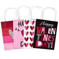 Hallmark 7" Small Valentine's Day Paper Gift Bags Assortment (Pack of 4: Pink and Red Hearts) for Kids, Treats, Galentines Day