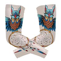 LEVEIS Tattoo Dream Owl Arm Sleeves UV Protection for Men Women Sunblock Protective Gloves Running Golf Cycling Driving Long Arm Cover 1 Pair