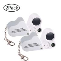 Jiusion 2 Pack Portable Lighted LED Illuminated Jewelry Magnifier 30X 60X Wearable Handheld Dual Lens Eye Loupe Magnifying Glasses Micro Microscope with Keychain and Lanyard