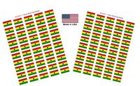 Made in USA! 100 Country Flag 1.5" x 1" Self Adhesive World Flag Scrapbook Stickers, Two Sheets of 50, 100 International Sticker Decal Flags Total (Ghana)