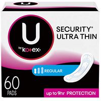 U by Kotex Security Ultra Thin Pads, Regular, Fragrance-Free, 60 Count