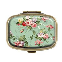 Guojew Vintage Floral Flowers Custom Fashion Square Pill Box Tablet Holder Pocket Purse Organizer Case Decoration Box