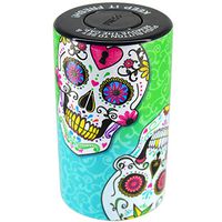 Vac Stash Vacuum Sealed Herb, Spice, Tobacco Jar with Printed Design - Two Skulls