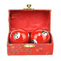 EUGNN Baoding Ball 2pcs Fitness lling Handball Relaxation Therapy Stress Relief Chinese Health Massage Hand Daily Muscle Training Yin Yang Finger Exercise Meditation(A)