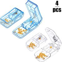 4 Pieces Pill Cutter Portable Tablet Splitter V-Grip Pill Cutter with Pill Holder Case for Cutting Small or Large Pills