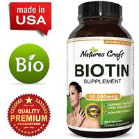 10000 mcg Pure Biotin Pills for Women Men - Stop Hair Loss Thinning All Natural Supplement for Shiny Thick Hair Growth - Vegetarian Vitamin Capsules - Get Clear Skin Strong Nails by Natures Craft