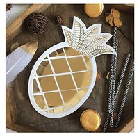 YouMeBest Pineapple Paper Plates, Foil Gold Party Dessert Cake Appetizer Plates 24pcs