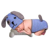 UOMNY Baby Newborn Photography Props Cute Dog and Bone Handmade Crochet Knitted Unisex Baby Cap Outfit