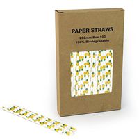Yellow Pineapple Paper Straws Bulk, Kids Cute Fruit Paper Drinking Straws for Wedding 1st Birthday Party Holiday Luau Beach Bachelorette, Cake Pop Sticks (Pineapple, 100)
