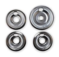 Kitchen Basics 101 Chrome Drip Pans Replacements for Whirlpool W10196405 W10196406 1 Large 8", 3 Small 6"