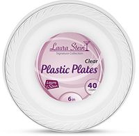 [120 Count -6 Inch Plates] Laura Stein Premium Heavy Weight Crystal Clear Disposable Plastic Dessert Size Plate, Great For Wedding, Event, Parties, Catering, Buffets, 3 Packs
