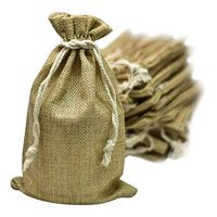 50 Burlap Bags with Drawstring, 5x8 Inch (5x7 Internal) Gift Bag Bulk Pack - Wedding Party Favors, Jewelry and Treat Pouches (Brown)