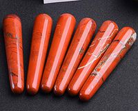 JIC Gem Red Jasper Crystal Massage Wands for Acupuncture Therapy Pointed Stick Tretament, Gua Sha Scraping Tool,Spa 6pc
