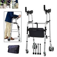 Standard Walkers with Armrest Support Pad,Rehabilitation Auxiliary Walking Frame,Thick Aluminum Alloy Material,Elderly Walking Aid Height Adjustable,a