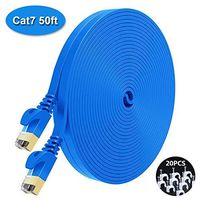 NIAFEYA Cat7 Ethernet Cable 50ft Shielded,Solid Flat-STP Slim Network Patch Cord,Faster Than Cat5/Cat6 Network,Durable Cat7 High Speed RJ45 LAN Wire for Xbox,Router,Modem,PS3/4 (Blue)