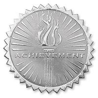 Deluxe Embossed Achievement Torch Certificate Seals, 102 Count (Silver)