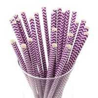 Homeford Firefly Imports Chevron Paper Straws, 7-3/4-Inch, 25-Pack, Purple, 7-3/4"
